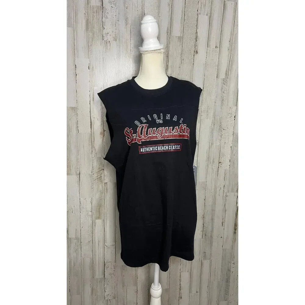 NWT St.‎ Augustine Men's Large Black Sleeveless Graphic Tee